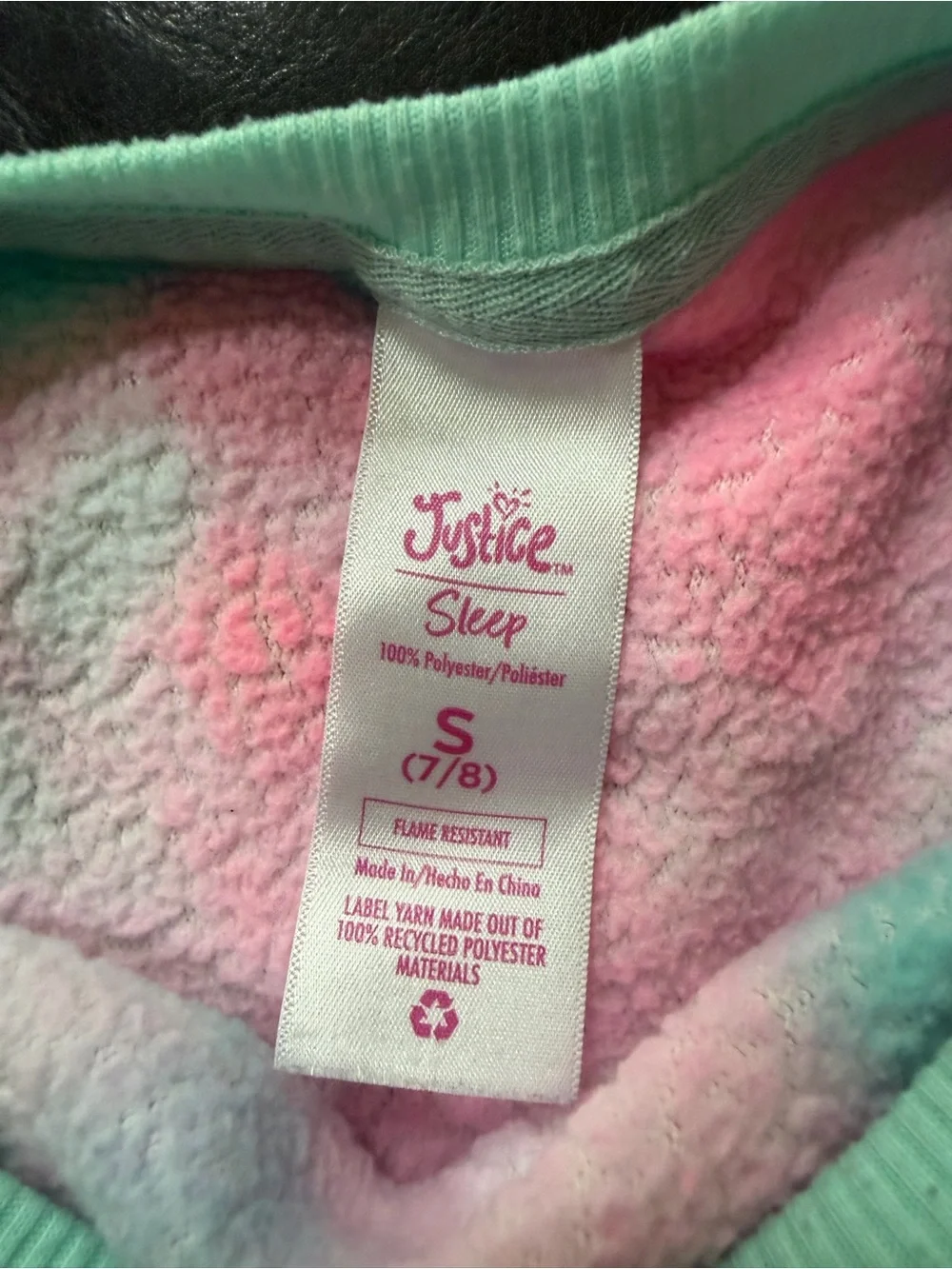 Justice - Girl’s Plush Tie-Dye Sweatshirt in Pink, Mint & Yellow